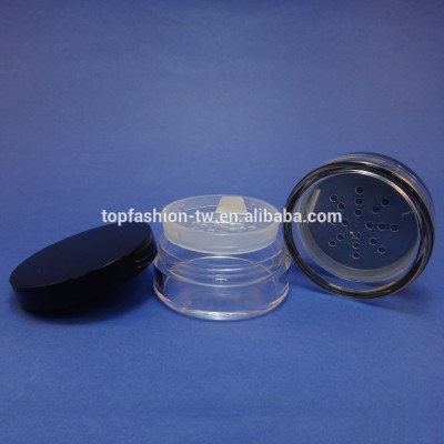 2 Pcs Made in Taiwan Sample Plastic Packaging Black Lid Cosmetic Sifter Loose Powder Jar Container 20g (AY81(20)ASST-C=2pcs)