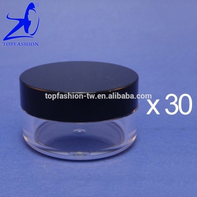 30pcs Made in Taiwan Cosmetic 10g Plastic Sifter Loose Powder Jar Packaging with Black Lid