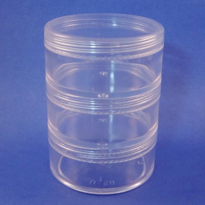 Made in Taiwan Cosmetic 50g Clear 3 Stacked Plastic Stackable Minerals Storage Containers Packing