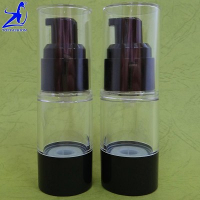 New Arrival 2 pcs 15 ml Refillable Skin Care Airless Pump Bottle Airtight Clear Plastic Container with Plastic Lid